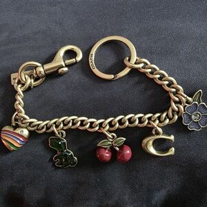 Coach Gold Bag Charm Rexy Cherry Heart Flower NWOT